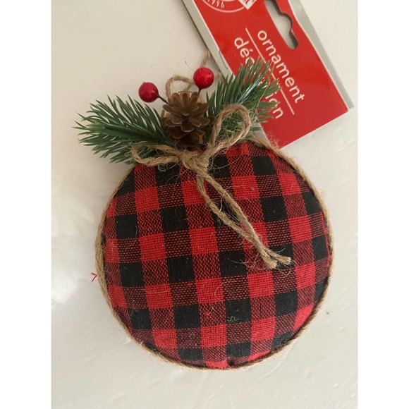 Buffalo Check plaid Santa Sleigh Christmas ornaments collection set bundle lot - Picture 3 of 11